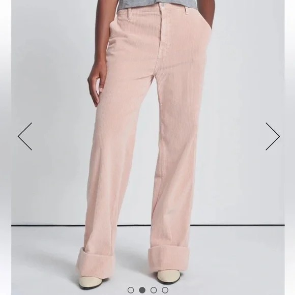NWT 7 For All Mankind CORDUROY EASY TROUSER IN CAMEO ROSE, size 30, runs large - Picture 2 of 11